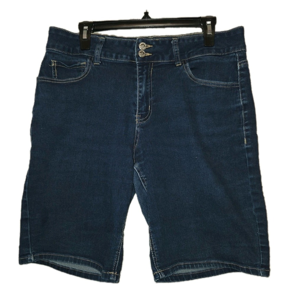 Copperflash Curvy Shorts Women's Size 12 Dark Wash Blue Denim Comfort Stretch